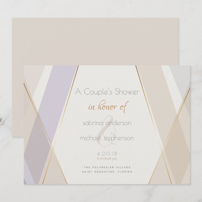 Modern Contemporary Geometric Mushroom Violet Invitation (Front/Back)