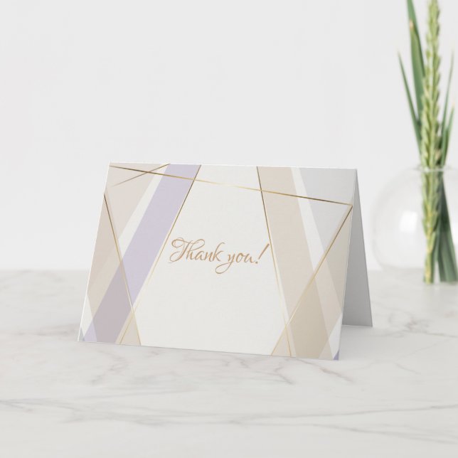 Modern Contemporary Geometric Mushroom Violet Thank You Card (Front)