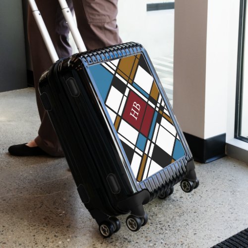 Modern Contemporary Geometric Plaid Monogrammed Luggage