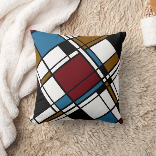 Modern Contemporary Geometric Plaid Throw Pillow
