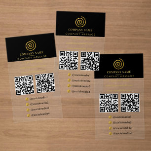 Modern Contemporary Gold Spiral Logo Transparent Clear Business Cards