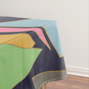Modern Contemporary Gold Strokes Colorful Triangle Tablecloth