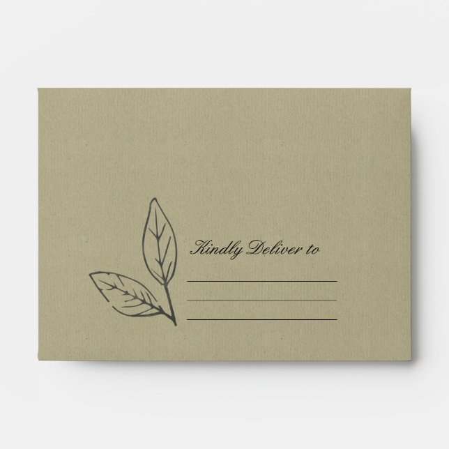 MODERN CONTEMPORARY GREEN KRAFT LEAVES ENVELOPE (Front)