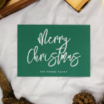 Modern Contemporary Green Merry Christmas Holiday Card<br><div class="desc">Merry Christmas card: a modern design,  with a contemporary & trendy typography and a classic green background.</div>