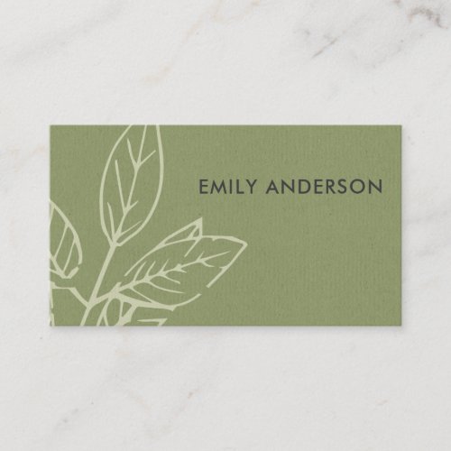 MODERN CONTEMPORARY GREEN VIOLET BLACK LEAVES BUSINESS CARD