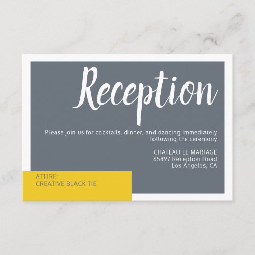 Modern Contemporary grey  yellow wedding minimal Enclosure Card