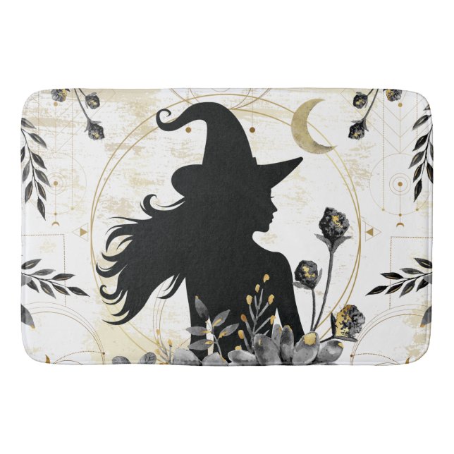 Modern contemporary Halloween witch 3 Bath Mat (Front)