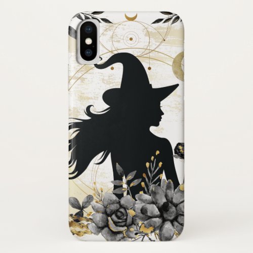 Modern contemporary Halloween witch 3 iPhone X Case