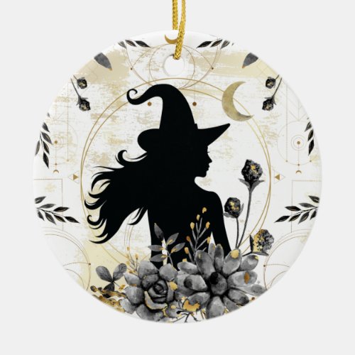 Modern contemporary Halloween witch 3 Ceramic Ornament