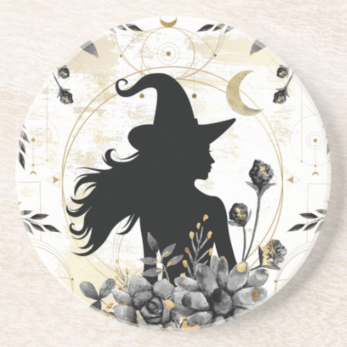 Modern contemporary Halloween witch 3 Coaster