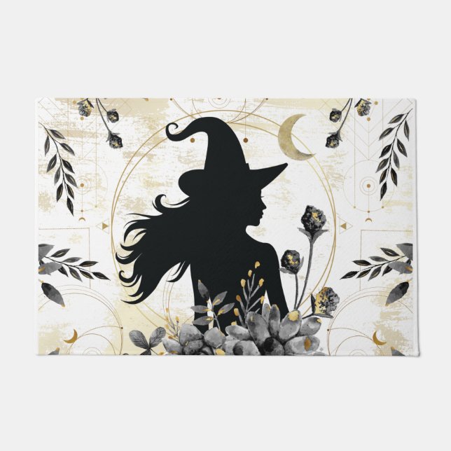 Modern contemporary Halloween witch 3 Doormat (Front)