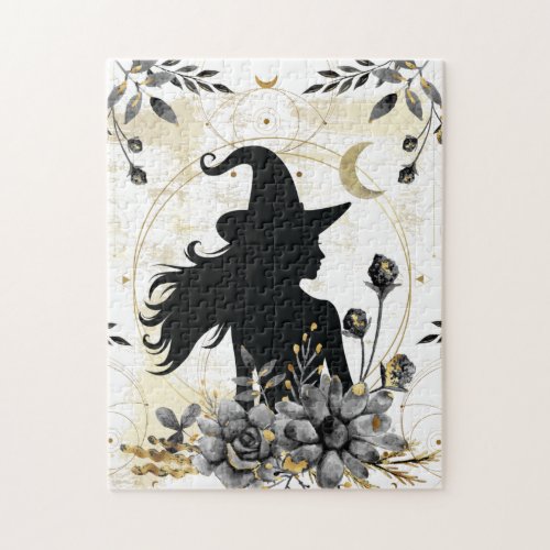 Modern contemporary Halloween witch 3 Jigsaw Puzzle