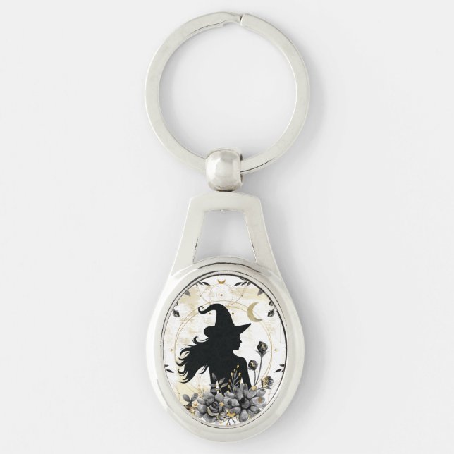 Modern contemporary Halloween witch 3 Keychain (Front)