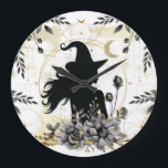 Modern contemporary Halloween witch 3 Large Clock<br><div class="desc">Modern Contemporary Halloween witch</div>