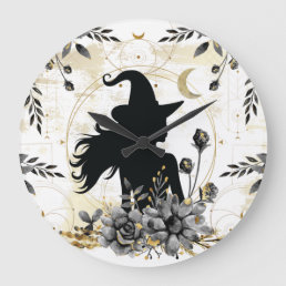 Modern contemporary Halloween witch 3 Large Clock