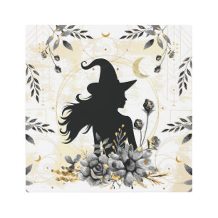 Modern contemporary Halloween witch 3 Metal Print