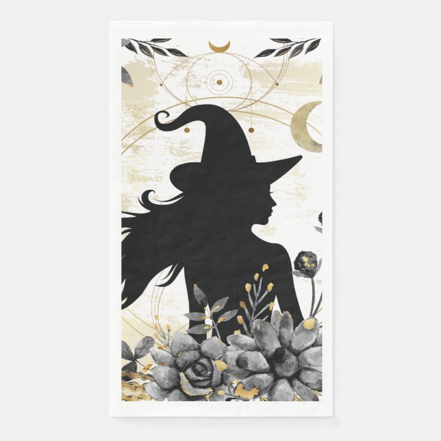 Modern contemporary Halloween witch 3 Paper Guest Towels (Front)
