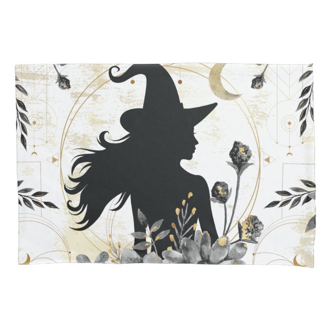 Modern contemporary Halloween witch 3 Pillow Case (Front)