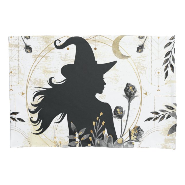Modern contemporary Halloween witch 3 Pillow Case (Front-Left)