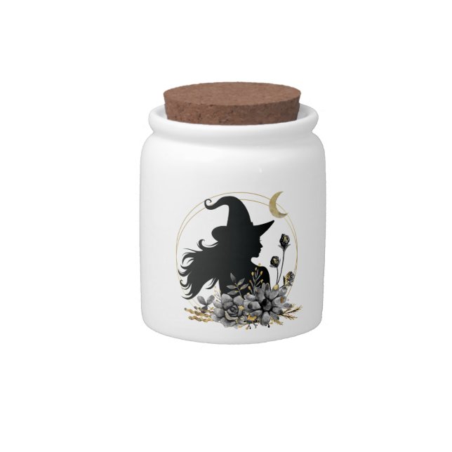 Modern contemporary Halloween witch Candy Jar (Front)