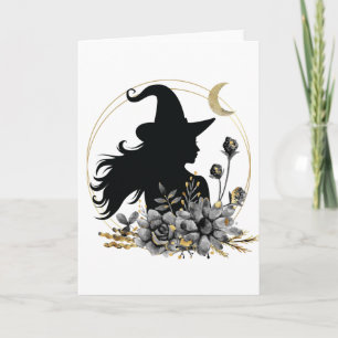 Modern contemporary Halloween witch Card