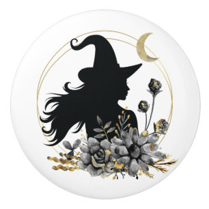 Modern contemporary Halloween witch Ceramic Knob