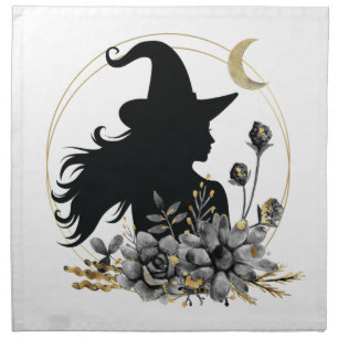 Modern contemporary Halloween witch Cloth Napkin