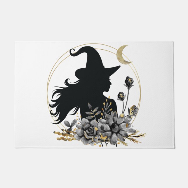Modern contemporary Halloween witch Doormat (Front)