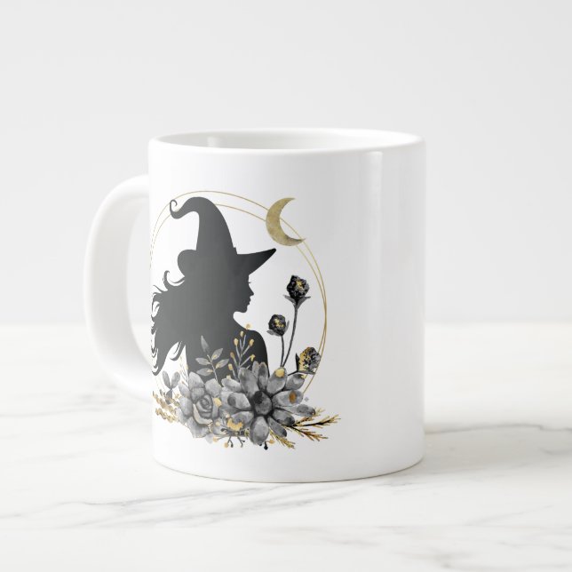 Modern contemporary Halloween witch Giant Coffee Mug (Front Left)