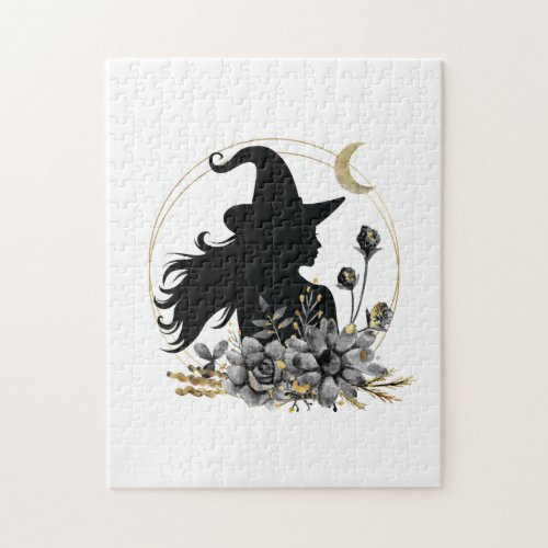 Modern contemporary Halloween witch Jigsaw Puzzle