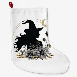 Modern contemporary Halloween witch Large Christmas Stocking