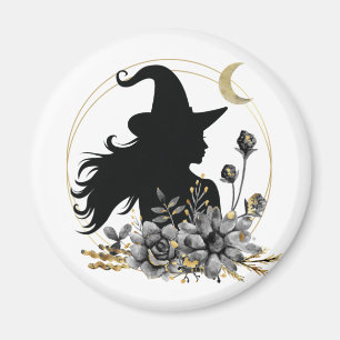 Modern contemporary Halloween witch Magnet