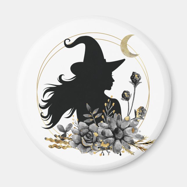 Modern contemporary Halloween witch Magnet (Front)
