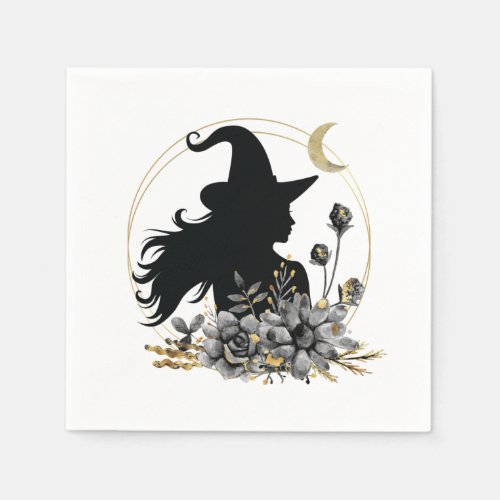 Modern contemporary Halloween witch Napkins