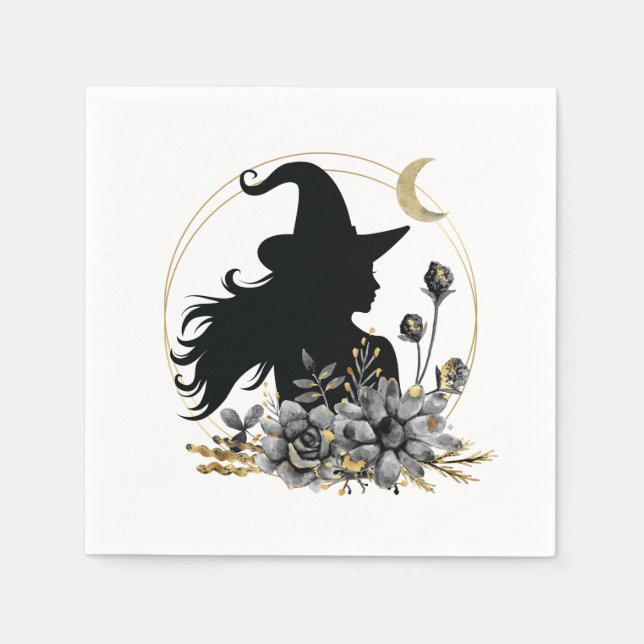Modern contemporary Halloween witch Napkins (Front)