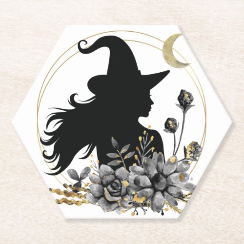 Modern contemporary Halloween witch Paper Coaster