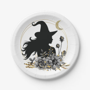 Modern contemporary Halloween witch Paper Plates