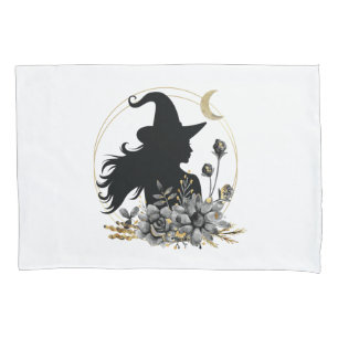 Modern contemporary Halloween witch Pillow Case