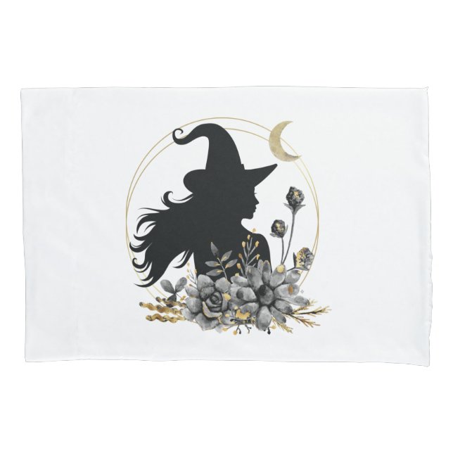Modern contemporary Halloween witch Pillow Case (Front)