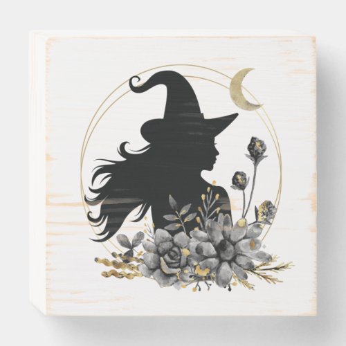 Modern contemporary Halloween witch Wooden Box Sign