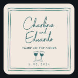 Modern Contemporary Handwriting Retro Wedding   Square Sticker<br><div class="desc">Modern Contemporary Handwriting Retro Wedding</div>