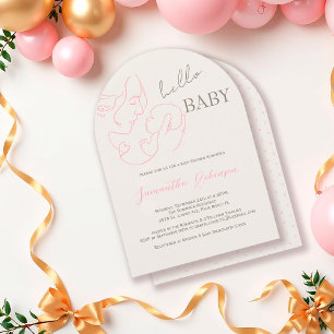 Modern Contemporary Hello Baby Girl Baby Shower Invitation