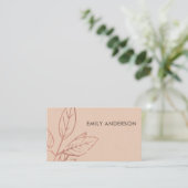 MODERN CONTEMPORARY KRAFT BLUSH ROSE PINK  LEAVES BUSINESS CARD (Standing Front)