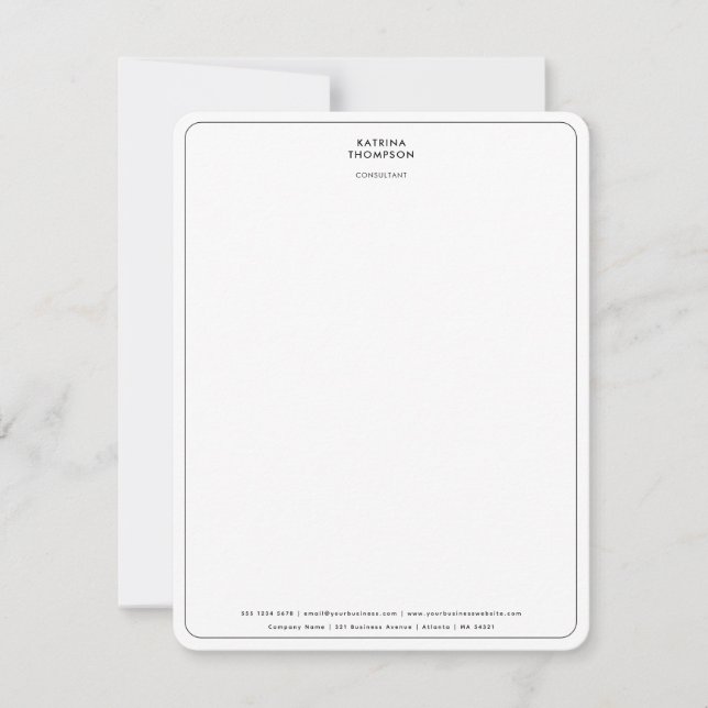 Modern Contemporary Minimalist Business Corporate Note Card (Front)