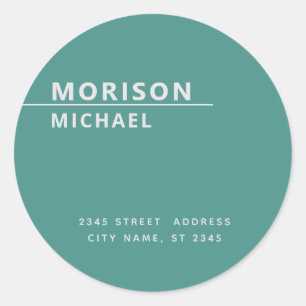 Modern contemporary minimalist return address cla classic round sticker