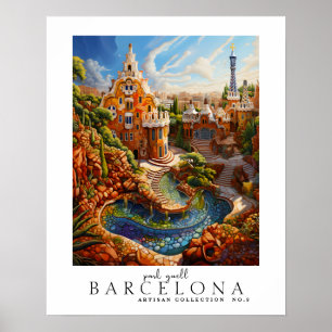 Modern contemporary Park Guell Barcelona abstract Poster