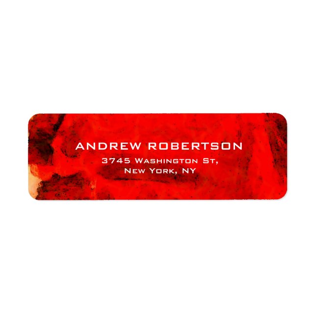 Modern Contemporary Red Abstract Elegant Label (Front)