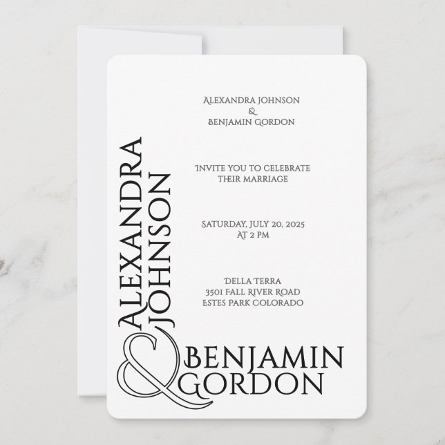 Modern Contemporary Typograpy Urban Chic Wedding Invitation (Front)