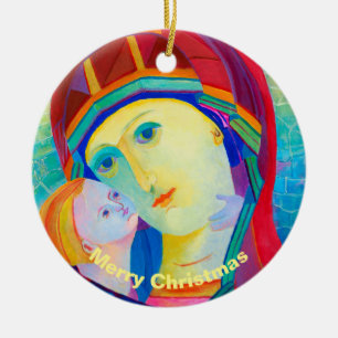 Modern Contemporary Virgin Mary Our lady and Child Ceramic Ornament