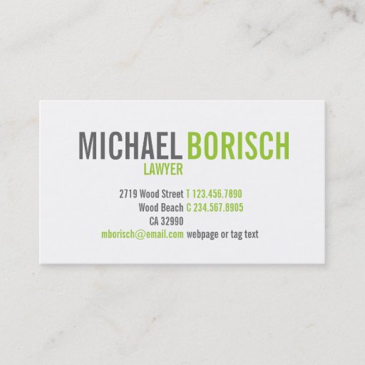 Customizable Modern Contemporary White Grey Green Business Card